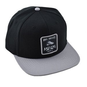 VVA Logo Wool Flatbill Snapback Hat in Black and Grey